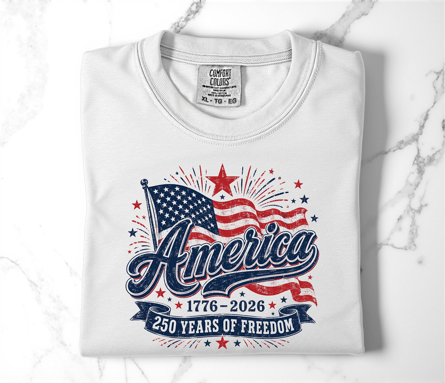 America 250 Years Flag Unisex Garment-Dyed Heavyweight T-Shirt