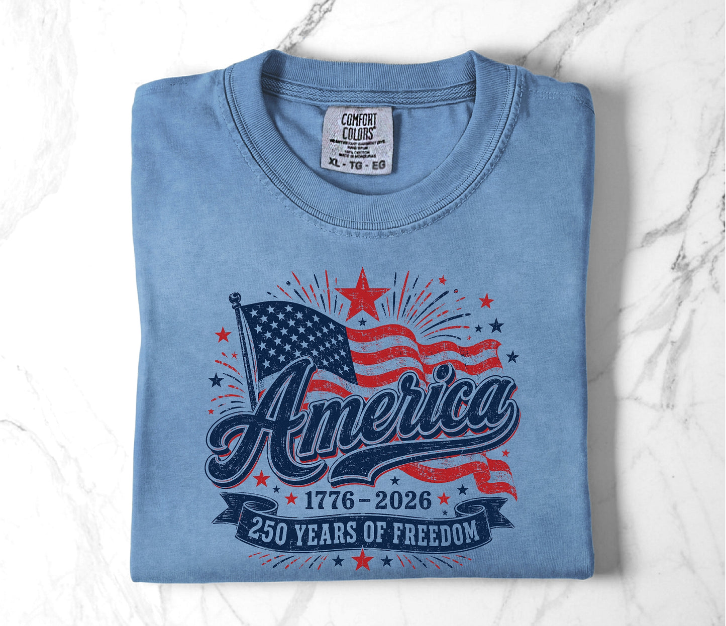 America 250 Years Flag Unisex Garment-Dyed Heavyweight T-Shirt