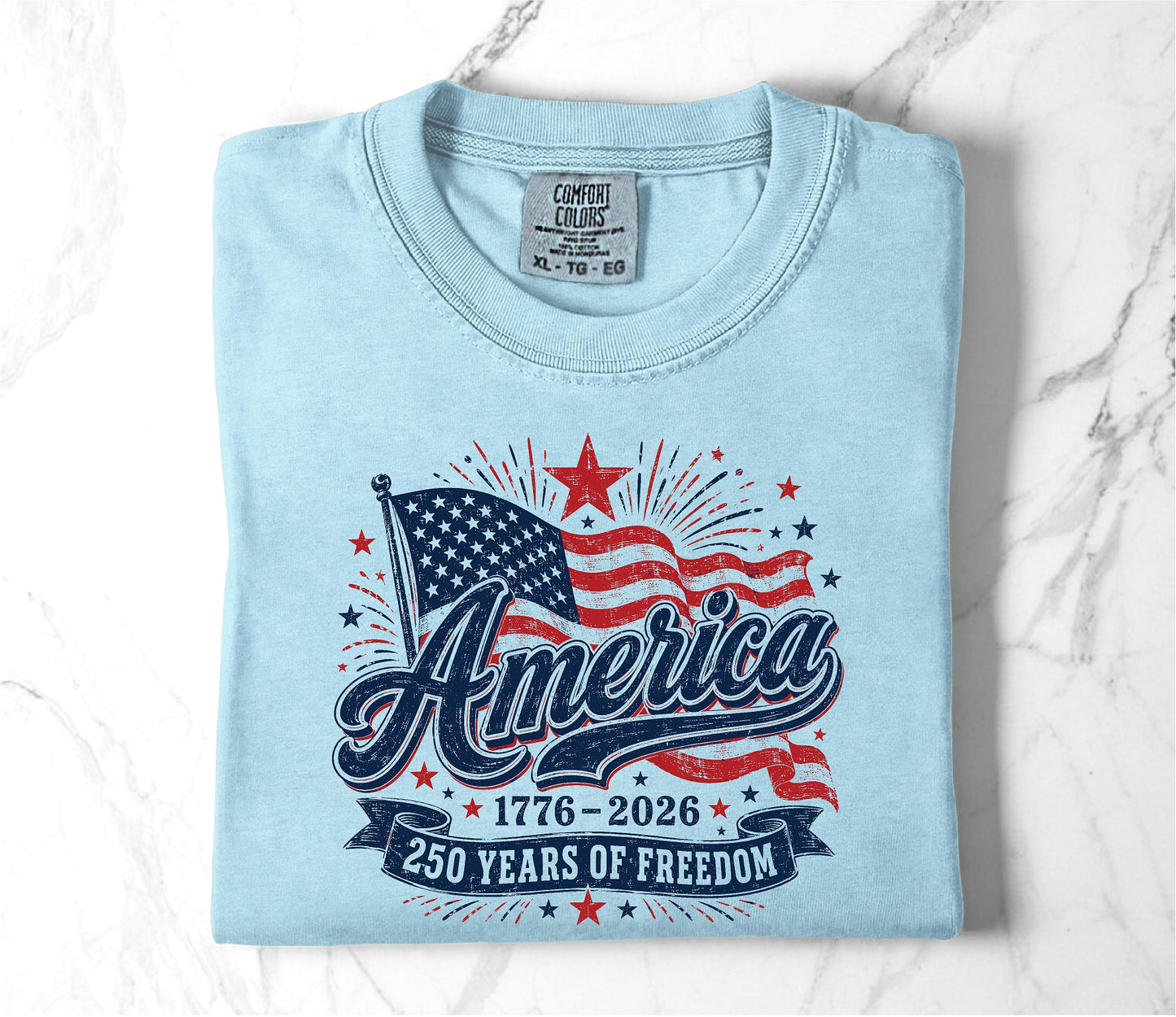 America 250 Years Flag Unisex Garment-Dyed Heavyweight T-Shirt