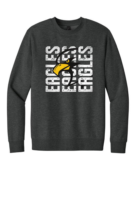 District 3 Eagles Text Heathered Charcoal Crew